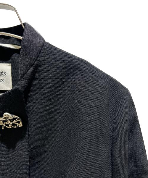 HERMES（エルメス）HERMES (エルメス) Emblem Button Bomber Jacket MA-1 Style Flight Jacket/エンブレムボタンボンバージャケット ブラック サイズ:34の古着・服飾アイテム