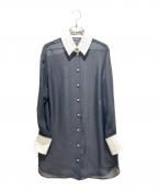 CHANELシャネル）の古着「Coco Button Sheer Long Sleeve Shirt ココボタン シースルー ロングスリーブシャツ/P71669V62717」｜ブラック×ホワイト