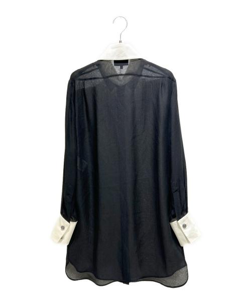 CHANEL（シャネル）CHANEL (シャネル) Coco Button Sheer Long Sleeve Shirt ココボタン シースルー ロングスリーブシャツ/P71669V62717 ブラック×ホワイト サイズ:34の古着・服飾アイテム