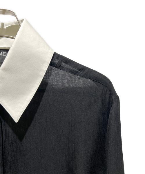 CHANEL（シャネル）CHANEL (シャネル) Coco Button Sheer Long Sleeve Shirt ココボタン シースルー ロングスリーブシャツ/P71669V62717 ブラック×ホワイト サイズ:34の古着・服飾アイテム