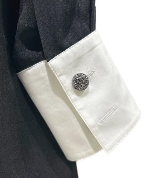 CHANEL（シャネル）CHANEL (シャネル) Coco Button Sheer Long Sleeve Shirt ココボタン シースルー ロングスリーブシャツ/P71669V62717 ブラック×ホワイト サイズ:34の古着・服飾アイテム