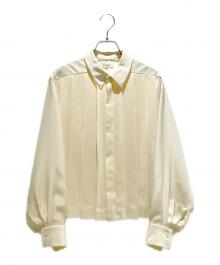 BLAMINK（ブラミンク）の古着「R SILK PLEAT STL BL/シルクプリーツブラウス」｜アイボリー