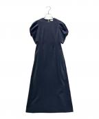 BLAMINKブラミンク）の古着「Velour French Sleeve Dress Back Zip バックジップ ベロア フレンチスリーブ ワンピース」｜ネイビー