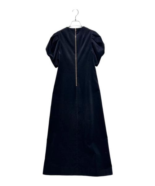 BLAMINK（ブラミンク）BLAMINK (ブラミンク) Velour French Sleeve Dress Back Zip バックジップ ベロア フレンチスリーブ ワンピース ネイビー サイズ:36の古着・服飾アイテム