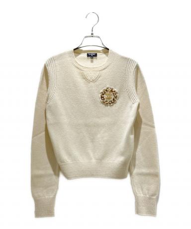 シャネル ココマーク ビジュー デザイン ノースリーブ カットソー P43359V31383 レディース アイボリー CHANEL 【中古】 【アパレル・小物】 CHANEL - シャネル ココマーク ビジュー デザイン ノースリーブ