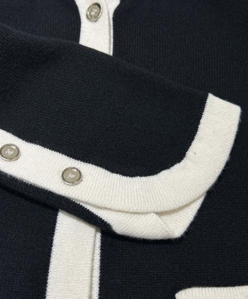 CHANEL（シャネル）CHANEL (シャネル) P78 ココマーク カシミヤ トリムニットカーディガン/Coco Mark Cashmere Trim Knit Cardigan/P78954K11387 ホワイト×ブラック サイズ:34の古着・服飾アイテム