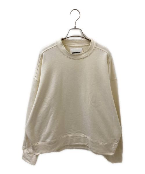 JIL SANDER+（ジルサンダープラス）JIL SANDER+ (ジルサンダープラス) ネック刺しゅう オーバーサイズ モックネックスウェット ホワイト サイズ:Sの古着・服飾アイテム