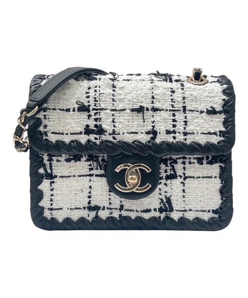 CHANEL（シャネル）CHANEL (シャネル) チェーンショルダーツイードバッグ ホワイトの古着・服飾アイテム