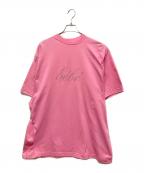 BALENCIAGAバレンシアガ）の古着「BEBE ラインストーンロゴTシャツ/オーバーサイズTシャツ ピンク」｜ピンク