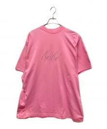BALENCIAGA（バレンシアガ）の古着「BEBE ラインストーンロゴTシャツ/オーバーサイズTシャツ ピンク」｜ピンク