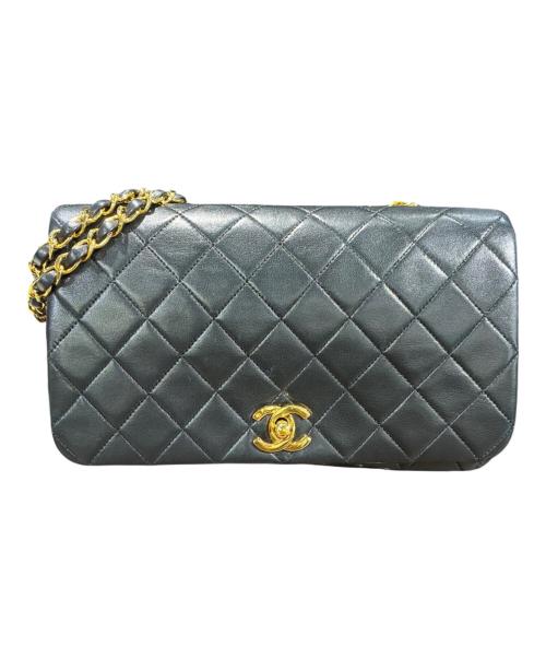 CHANEL（シャネル）CHANEL (シャネル) シングルフラップチェーンショルダーバッグ ブラック×ゴールド金具 サイズ:23の古着・服飾アイテム