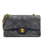 CHANELシャネル）の古着「Matelassé 25 Double Flap Chain Shoulder Bag/マトラッセ25 Wフラップチェーンショルダーバッグ」｜ブラック