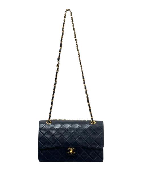 CHANEL（シャネル）CHANEL (シャネル) マトラッセ25 Wフラップチェーンショルダーバッグ ネイビーの古着・服飾アイテム