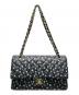 CHANEL (シャネル) Matelassé All Over Logo Chain Shoulder Bag/マトラッセ25 wフラップ チェーンショルダーバッグ ブラック×G金具 サイズ:25：1500000円