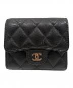 CHANELシャネル）の古着「マトラッセスモールフラップウォレット/3つ折り財布」｜ブラック