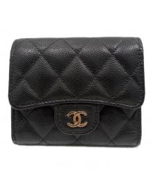 CHANEL（シャネル）の古着「マトラッセスモールフラップウォレット/3つ折り財布」｜ブラック