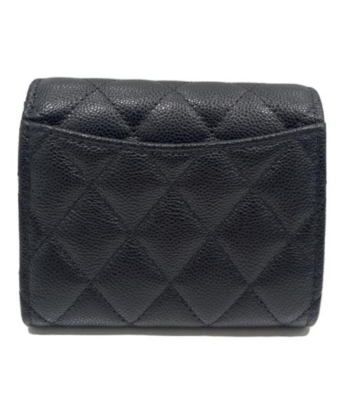 CHANEL（シャネル）CHANEL (シャネル) マトラッセスモールフラップウォレット/3つ折り財布 ブラックの古着・服飾アイテム