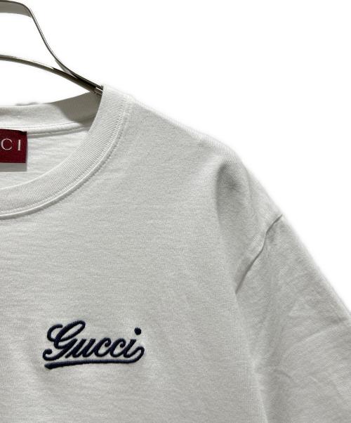 GUCCI（グッチ）GUCCI (グッチ) Embroidered Cotton Jersey T-Shirt/エンブロイダリー コットンジャージー Tシャツ/788093 XJGTO ホワイト サイズ:XSの古着・服飾アイテム