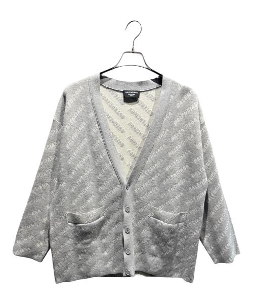 BALENCIAGA（バレンシアガ）BALENCIAGA (バレンシアガ) オールオーバーロゴカーディガン グレー サイズ:Lの古着・服飾アイテム