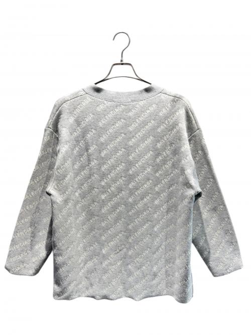 BALENCIAGA（バレンシアガ）BALENCIAGA (バレンシアガ) オールオーバーロゴカーディガン グレー サイズ:Lの古着・服飾アイテム