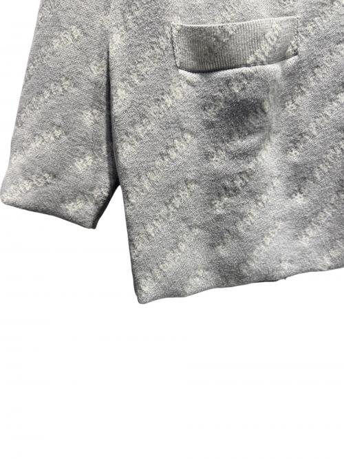 BALENCIAGA（バレンシアガ）BALENCIAGA (バレンシアガ) オールオーバーロゴカーディガン グレー サイズ:Lの古着・服飾アイテム