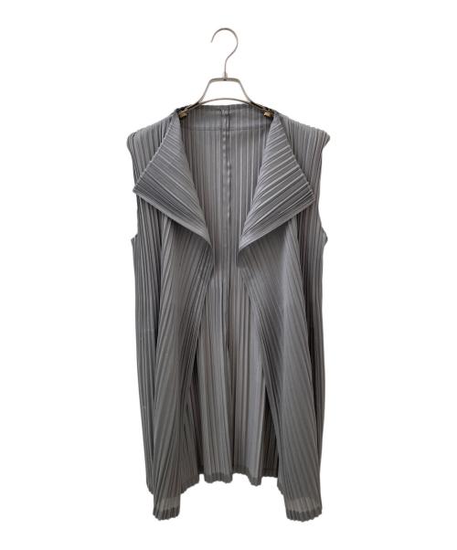 PLEATS PLEASE（プリーツプリーズ）PLEATS PLEASE (プリーツプリーズ) プリーツロングベスト グレー サイズ:3の古着・服飾アイテム