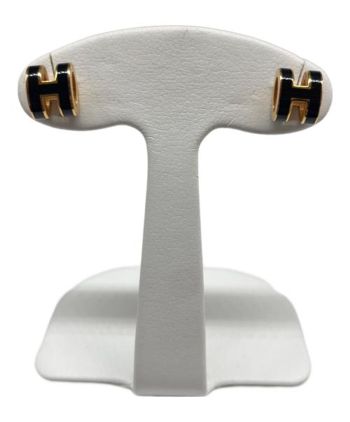 HERMES（エルメス）HERMES (エルメス) ミニポップHピアス/Mini Pop H Earrings ゴールド×ブラックの古着・服飾アイテム
