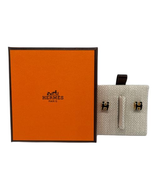 HERMES（エルメス）HERMES (エルメス) ミニポップHピアス/Mini Pop H Earrings ゴールド×ブラックの古着・服飾アイテム