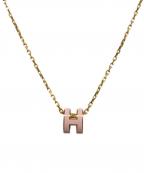 HERMESエルメス）の古着「Mini Pop H Necklace ミニ・ポップ Hネックレス/H147992」｜ゴールド×ピンク