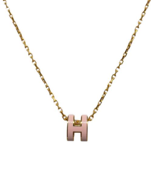 HERMES（エルメス）HERMES (エルメス) Mini Pop H Necklace ミニ・ポップ Hネックレス/H147992 ゴールド×ピンクの古着・服飾アイテム