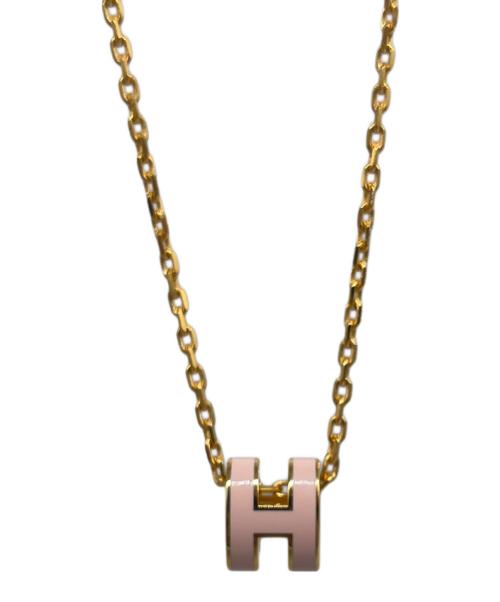 HERMES（エルメス）HERMES (エルメス) Mini Pop H Necklace ミニ・ポップ Hネックレス/H147992 ゴールド×ピンクの古着・服飾アイテム