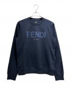 FENDIフェンディ）の古着「ローマ ロゴ スウェット プルオーバー/Roma Logo Sweatshirt Navy Cotton Crewneck Embroidered Logo Pullover」｜ネイビー