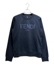 FENDI（フェンディ）の古着「ローマ ロゴ スウェット プルオーバー/Roma Logo Sweatshirt Navy Cotton Crewneck Embroidered Logo Pullover」｜ネイビー