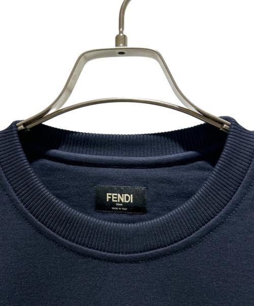 FENDI（フェンディ）FENDI (フェンディ) ローマ ロゴ スウェット プルオーバー/Roma Logo Sweatshirt Navy Cotton Crewneck Embroidered Logo Pullover ネイビー サイズ:XSの古着・服飾アイテム