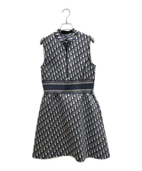 Christian Dior（クリスチャン ディオール）Christian Dior (クリスチャン ディオール) オブリークワンピース 143R04A4040 ネイビー サイズ:IT42の古着・服飾アイテム