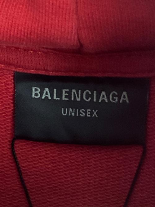 BALENCIAGA（バレンシアガ）BALENCIAGA (バレンシアガ) フェイクロゴパーカー レッド サイズ:L 未使用品の古着・服飾アイテム