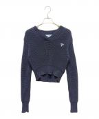 PRADAプラダ）の古着「ロゴVネックニット　P24R1G S221 1082」｜ネイビー