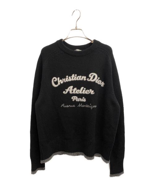 Dior（ディオール）Dior (ディオール) 20SS ATELIER KNIT CREW SWEATER /アトリエロゴ刺繍 クルーネックセーター ブラック サイズ:Lの古着・服飾アイテム