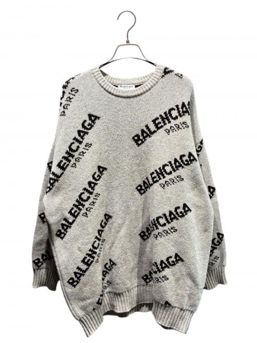 BALENCIAGA（バレンシアガ）BALENCIAGA (バレンシアガ) オールオーバーロゴニット 502572 グレー サイズ:36の古着・服飾アイテム