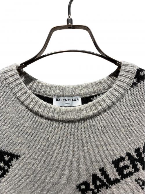 BALENCIAGA（バレンシアガ）BALENCIAGA (バレンシアガ) オールオーバーロゴニット 502572 グレー サイズ:36の古着・服飾アイテム