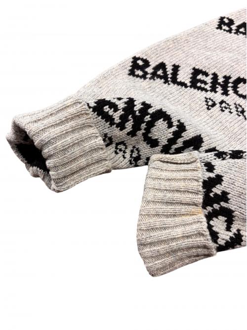 BALENCIAGA（バレンシアガ）BALENCIAGA (バレンシアガ) オールオーバーロゴニット 502572 グレー サイズ:36の古着・服飾アイテム