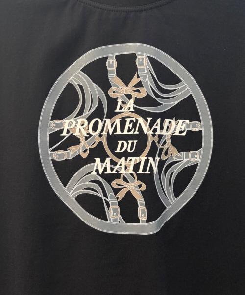 HERMES（エルメス）HERMES (エルメス) ロゴTシャツ/LA PROMENADE DU MATINロ/朝の散歩 ブラック サイズ:34の古着・服飾アイテム