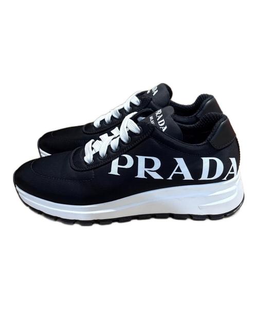 PRADA（プラダ）PRADA (プラダ) ナイロンサイドロゴスニーカー ブラック サイズ:36の古着・服飾アイテム