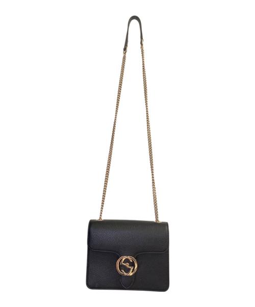GUCCI（グッチ）GUCCI (グッチ) インターロッキングチェーンショルダーバッグ ブラックの古着・服飾アイテム