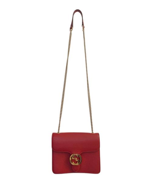 GUCCI（グッチ）GUCCI (グッチ) インターロッキングショルダーバッグ レッドの古着・服飾アイテム