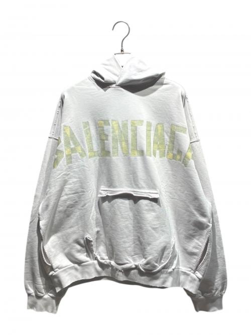 BALENCIAGA（バレンシアガ）BALENCIAGA (バレンシアガ) Tape Typeプルオーバーフーディ/744441 TOVB1 ホワイト サイズ:XSの古着・服飾アイテム