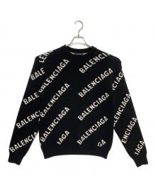 BALENCIAGA（バレンシアガ）の古着「オールオーバーロゴニット」｜ブラック