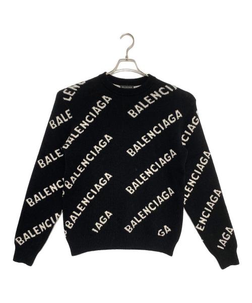 BALENCIAGA（バレンシアガ）BALENCIAGA (バレンシアガ) オールオーバーロゴニット ブラック サイズ:Sの古着・服飾アイテム