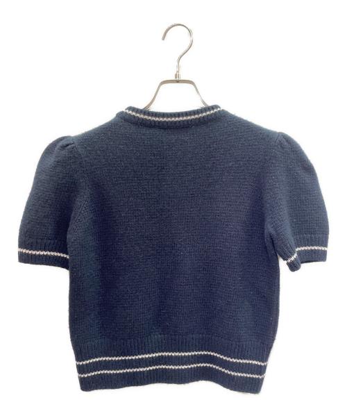 Christian Dior（クリスチャン ディオール）Christian Dior (クリスチャン ディオール) カシミヤ混ショートスリーブニット ネイビー サイズ:38の古着・服飾アイテム