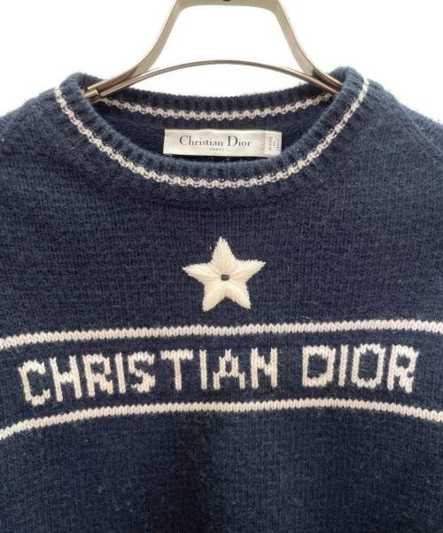Christian Dior（クリスチャン ディオール）Christian Dior (クリスチャン ディオール) 22AW カシミヤ混ショートスリーブニット ネイビー サイズ:38の古着・服飾アイテム